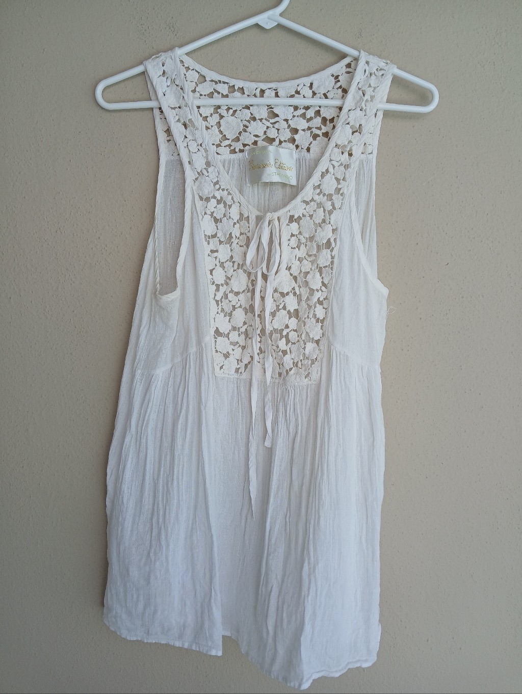 Anthro Staci Woo White Cotton Lace Top